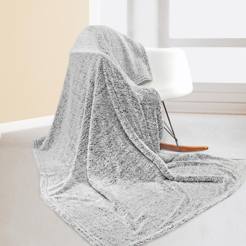 DecorX Throw Blanket Grey Flannel Fleece - Soft Fur Feel