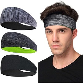 DAWRIS Sports Headband 3 Pack, Headband, Sweatband, Headband, Anti-Slip for Jogging, Running, Hiking, Cycling and Motorbike Driving, Multicoloured