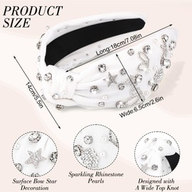 obeoby Headband for Women, Bride Knotted Headband Wide Hairband with Rhinestone Crystal for Wedding Party Engagement Gifts