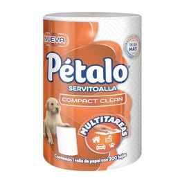 Pétalo Compact Clean, Servitoalla, 1 Rollo con 200 Hojas, Multitareas