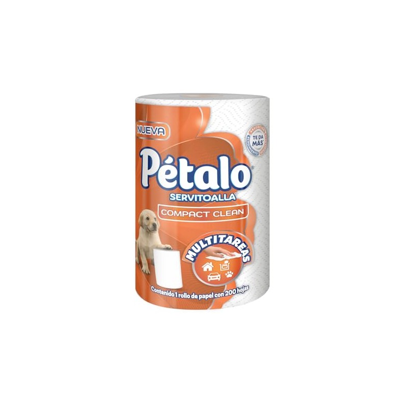 Pétalo Compact Clean, Servitoalla, 1 Rollo con 200 Hojas, Multitareas