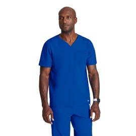 BARCO One Velocity Scrub Top for Men - V-Neck Medical Top, Eco-Friendly Fabric, 4-Way Stretch Men's Scrub Top Cobalt Small