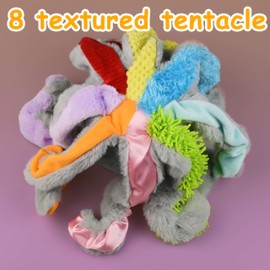 Baby Toy from 3 6 9 12 Months, Octopus Cuddly Toy with 8 Textured Tentacles, Montessori Sensory Toy from 1 2 3 Years, Gifts for Baby Girls Boys, Motor Skills Toy, Autism Toy