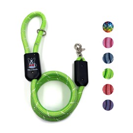 Warren London Climbing Rope Dog Leash | 5ft Length with Options for Reflective | Ergonomic Grip Comfort Control and Durability | Heavy Duty for Small Medium and Large Dogs | Green Reflective