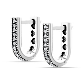 LeCalla Sterling Silver Jewellery Small Huggie Hoop Earrings for Women and Girls, Sterling Silver, Cubic Zirconia