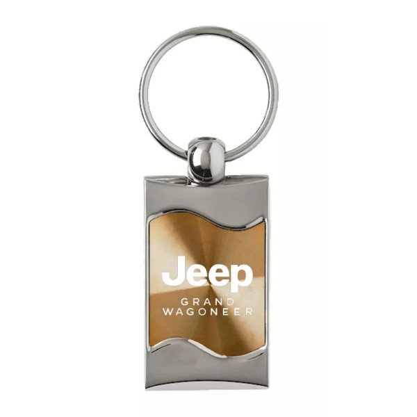 Jeep Grand Wagoneer Rectangular Wave Key Ring ( Gold)