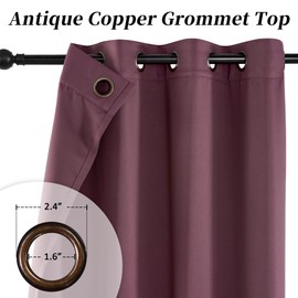 HUTO Purple Red Blackout Bedroom Window Curtains Drapes - Antique Copper Thermal Insulated Privacy Protect Curtains Drpaeries for Living Room, 2 Panels, 42 x 63 Inch, Burgundy Red