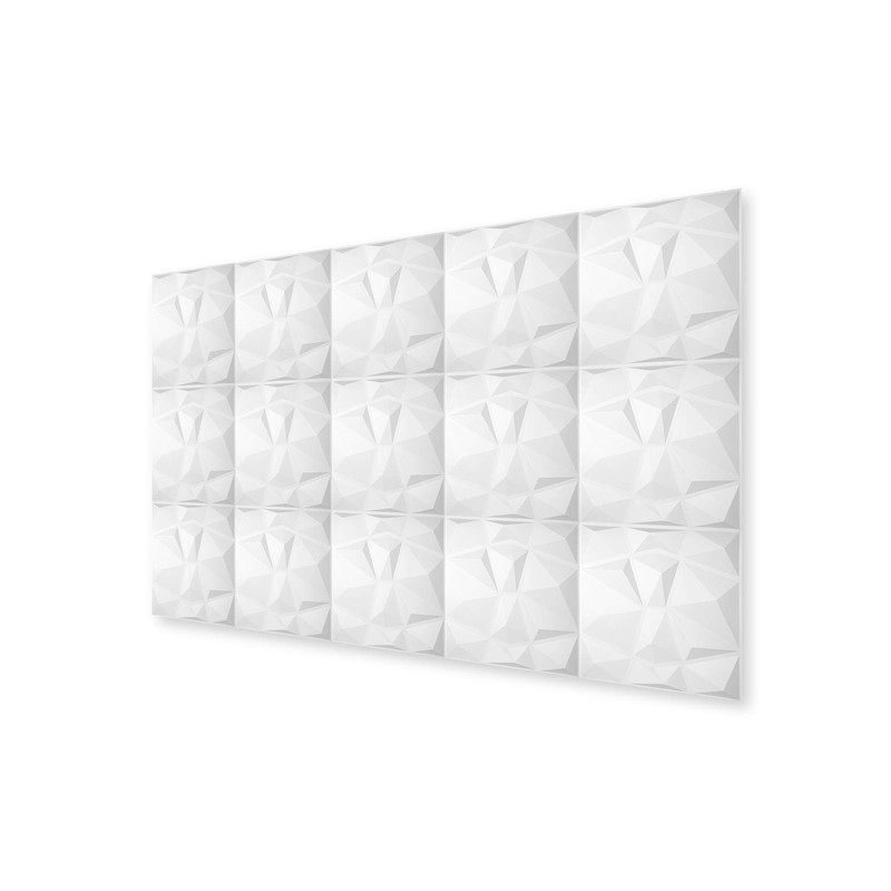 HEXIM 3D Wall Panels, PVC Plastic White - Diamond Design