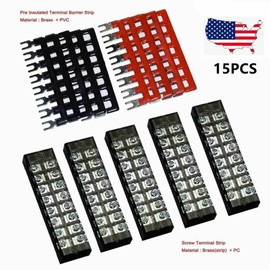 Unbranded 5 sets 600V 15A Dual Row 8 Position Screws Terminal Electric Barrier Strip Block