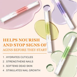 Meschett Cuticle Oil Pen for Nail Care,4PCS Nail Oil Pen with Natural Ingredients,Cuticle Oil for Nails for Nail Growth Treatment,Nail Oil Cuticle for Repairing Cracked with Nail File(Mix Flavors)