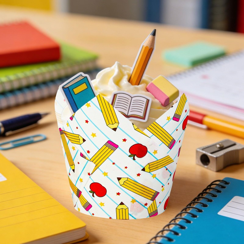 Whaline 180Pcs Back to School Tulip Cupcake Liners Muffin Baking