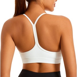 JOYSPELS Women's Sports Bra Without Underwire Padded Bustier Strapless Y-Back Yoga Bra Breathable Spaghetti Top, White, XL
