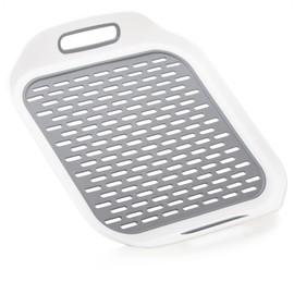 com-four® Sink Insert with Handles, Insert for the Sink, Square Sink Mat, Drip Liner, Insert for Sink Protects the Surface of the Sink (1 Piece, White/Grey)