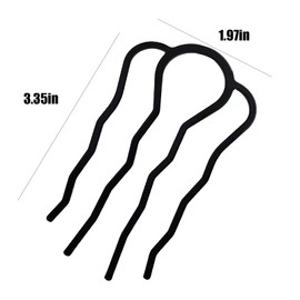 5PCS Metal Hair Side Combs Hair Fork Clip, U-Shape Hair Sticks Teeth Hair Pin Stick for Women Hair Styling Tool Accessories Women Decoration (Black)