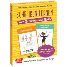 Schreiben lernen mit Schwung und Spaß. 30 Bildkarten mit grafomotorischen Übungen: Für Kita, Vorschule, Grundschule und Therapie. Spielerisch zur ... fördern und sichern. Übungen und Spiele)