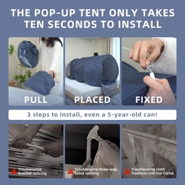 Bed Tent Dream Tents Bed Canopy - Portable Privacy Canopy for Kids and Adults, Easy Setup Indoor Outdoor Bed Tent for Twin Queen Beds (Mattress Not Included)