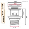 Antfly Drain Fitting Sink with Overflow, Drain Valve, Pop-Up Valve,
