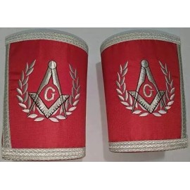 Masonic Blue Lodge Master Mason Red Apron Set Apron Collar Gauntlets (Cuffs)