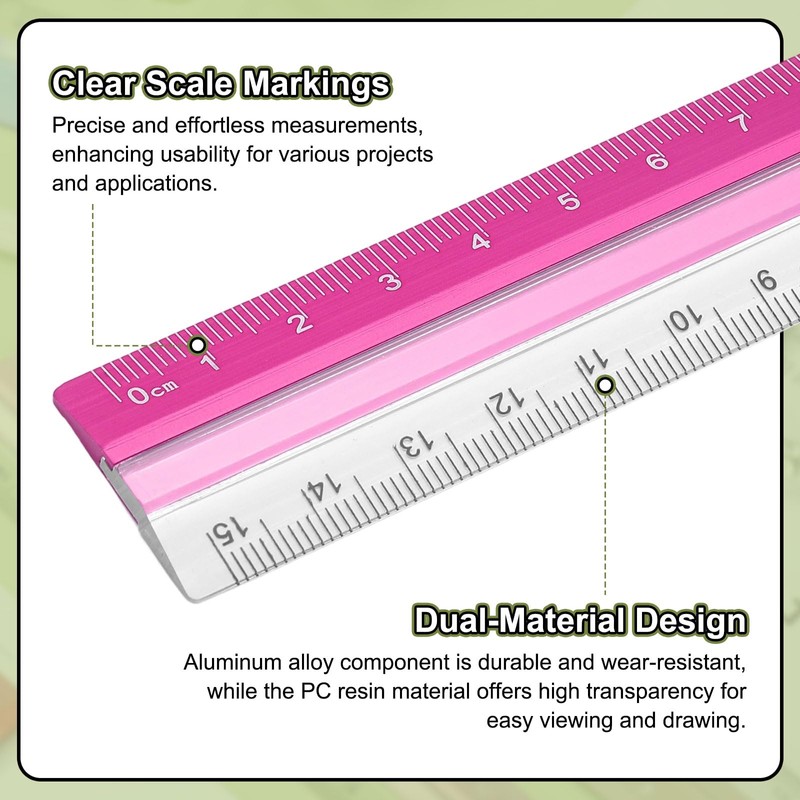 sourcing map Straight Ruler 15cm Metric Plastic Aluminum Alloy Protractor