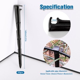 VooGenzek 35 PCS 4/7mm Irrigation Drip Support Stakes, Drip Tubing Stakes, Drip Hose Stakes for 4/7mm Hose Watering System, for Vegetable Gardens, Plants or Flower Beds