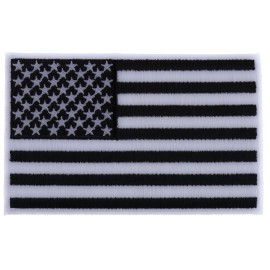 Ivamis Black and White American Flag Patch with White Borders- 5x3 inch - P5642
