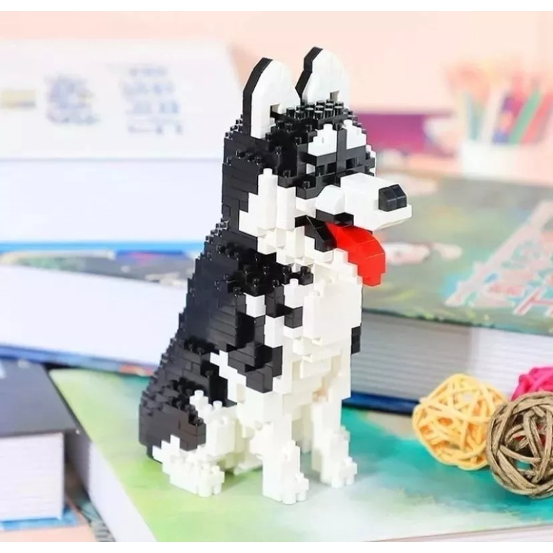 Bloques Perro Mascot Husky Chw Chw Figura Bloques Armable 3d