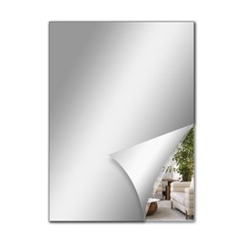 Qjaiune 16"x12" Acrylic Mirror Sheet, Self-Adhesive Flexible Non-Glass Mirror Tile for Bathroom, Bedroom, Home Wall Decor - Shatterproof and Unbreakable Mirror Sticker (2.5mm Thick)