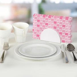 200Pcs Pink and Bowknot Checkered Disposable Napkin - Classic Checkered Tissues for Restaurant, Guest Napkins for Coffeehouse, Decorative Disposable Hand Towel for Wedding, Party, 7.9 x 4.3"