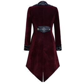 ZNZHKR Womens Medieval Renaissance Gothic Frock Coat Steampunk Victorian Jacket (Red, X-Large)