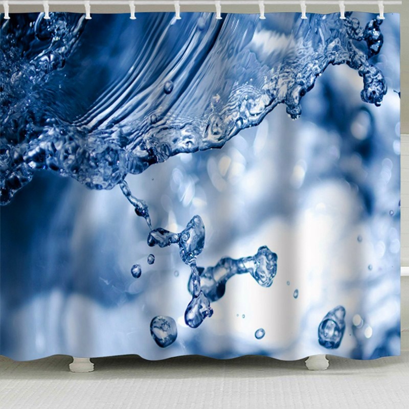 Shower Curtain Set Waterproof Hanging Bath Curtain with Rings Bathroom