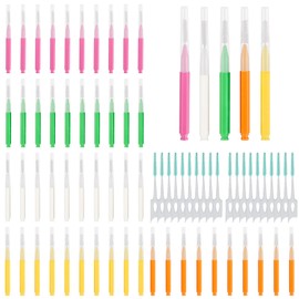Soft Braces Brush Set, 70 PCS Interdental Brush, 50 PCS Tooth Picks Flossing Head for Oral Tooth Cleaning, with 20 PCS Disposable Toothpicks Braces Flossers with box ( Vivid Colors, Multiple Sizes )