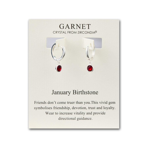 Philip Jones January Birthstone Hoop Earrings Created with Garnet Zircondia®