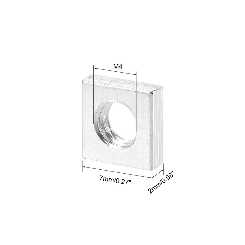 sourcing map Square Nuts, M4x7mmx2mm Zinc-Plated Metric Coarse Thread Assortment