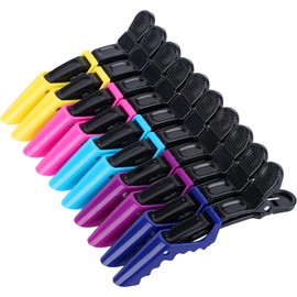 HH&LL - Pinzas para el cabello para mujer, diseño de dientes anchos y doble bisagra, pinzas de sección de peinado de cocodrilo de calidad profesional de peluquería – 10 unidades (mezcla)