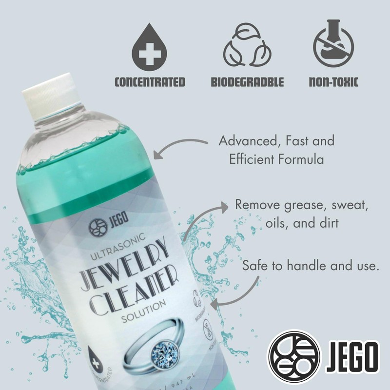 JEGO Ultrasonic Jewelry Cleaner Solution - Jewelry Cleaning Concentrate -