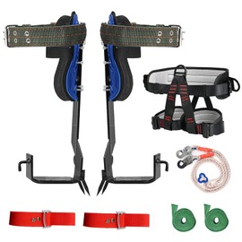 HSSZXFR Tree Climbing Spikes, Stainless Steel Tree Climbing Gear with Adjustable Climbing Belt and Rope, Arborist Climbing Kit for Tree Work Outdoor Sports