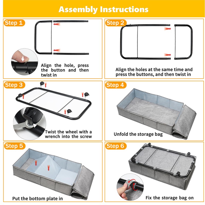 Large Sturdy Under Bed Storage with Wheels, 2 Pack 50L