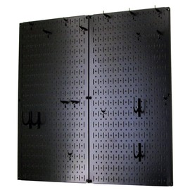 Wall Control Kitchen Pegboard Organizer Pots and Pans Pegboard Pack Storage and Organization Kit with Black Pegboard and Black Accessories