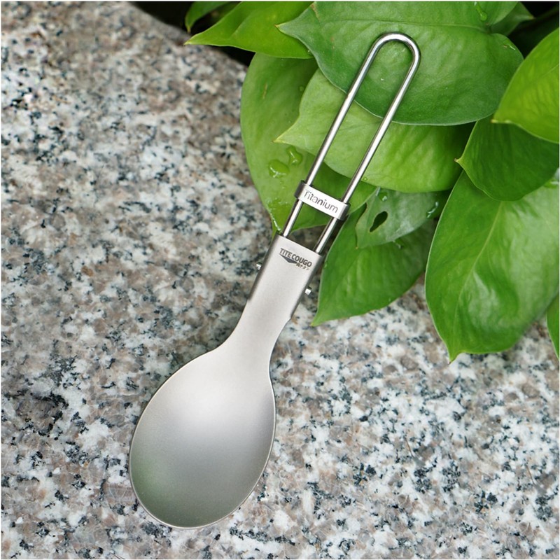 TITECOUGO Ultralight Foldable Cutlery Outdoor Camping Folding Titanium Spoon(18g)