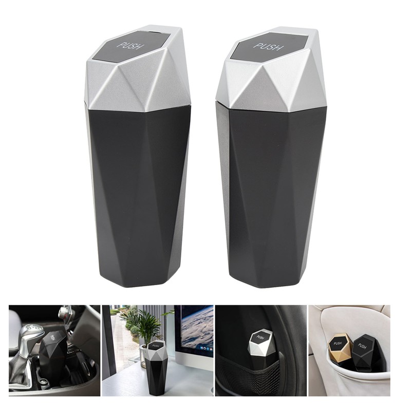 2Pcs Car Trash Can with Lid Waterproof Decorative Automotive Portable
