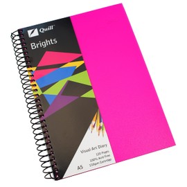 Quill, A5 Visual Art Diary, 120 Pages, 110gsm Cartridge Paper, Acid Free, PP Cover, Pink