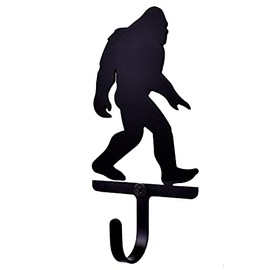 American Made Themed Single Wall Hook, Black Powder-Coated Steel (Bigfoot Sasquatch)