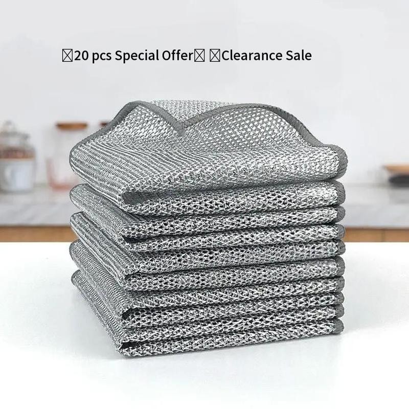 10 Counts Dishwashing Rags, Double Side Multipurpose Non-Scratch Wire Dishcloths