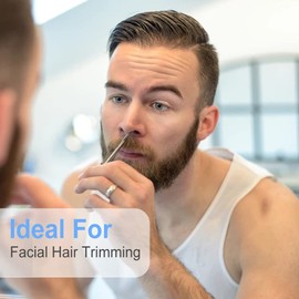 Eyebrow Scissors, Precision Grooming Shears, Nose Hair Trimmer - Professional Stainless Steel Fine Tip for Beard, Mustache, Eyelashes, Cuticles- ASONTAO (1Pcs Eyebrow Scissors)