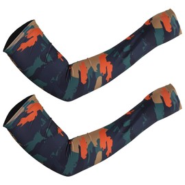 VOCOSTE 1 Pair Camouflage Sun Protection Arm Elbow Compression Sleeve Cooling Arm Sleeves for Baseball Football Basketball Sports Green Orange Blue M Size, black