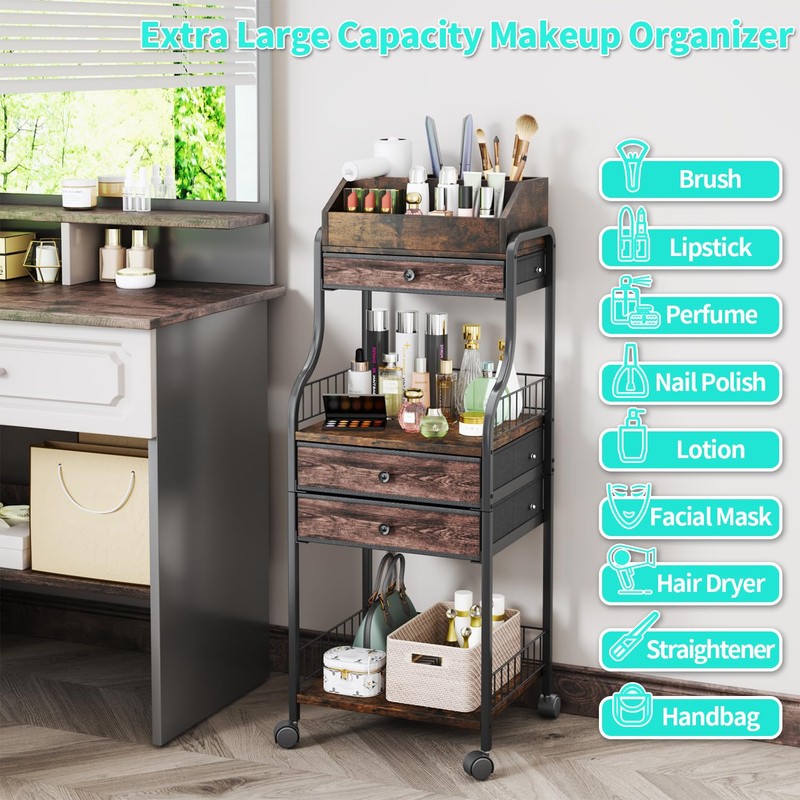 HapiRm Floor Makeup Organizer Storage - Vanity Skincare Make Up