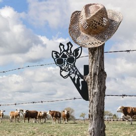 CCWORAN Metal Giraffe Garden Ornaments For Fences Decorations Outdoor Home Giraffe Animals Garden Decor Sculptures Rusty Cast Iron Silhouettes Tree Yard Wall Art Gift Giraffe