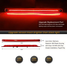 D-Lumina LED Tailgate Clearance Light Bar Assembly Red Lens for 2001-2014 Chevy Silverado GMC Sierra 2500HD 3500HD Dually Pickup Truck, Powered by 54-SMD Rear LED Under Tailgate Light, Pack of 1