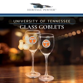 Heritage Pewter Tennessee Volunteers Glass Goblets – Set of 2 | 12 OZ Goblet Wine Glasses | Expertly Crafted Pewter Glass
