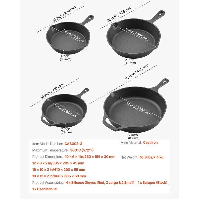 VEVOR Frying Pan Skillet, Aluminum Egg Fry Pans, Nonsitck Ceramic